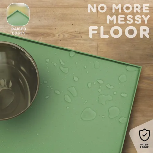Miniatura 5 de Tapete para comida de perro y gato, bordes elevados para evitar derrames de comida y agua, impermeable, protege el piso, fácil de limpiar