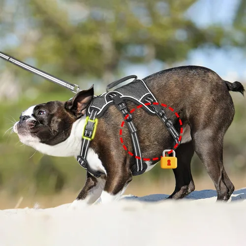 Miniatura 4 de HEELE Arnés para perro, arnés para perro a prueba de escapes, liberación en el cuello, chaleco ajustable reflectante sin tirones con mango duradero
