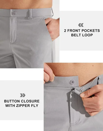 Miniatura 3 de Libin Pantalones de golf para hombre, elásticos, de 30 a 32 pulgadas, de secado rápido, ligeros, casuales, cómodos, con bolsillos