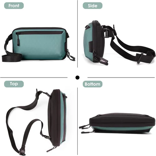 Miniatura 5 de Bolso cruzado pequeño para mujer, bolso de hombro vegano impermeable con tela acolchada de nailon de diamante, respaldo de poliéster 900D Azul