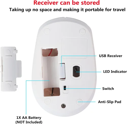 Miniatura 3 de Lindo mouse inalámbrico, 2.4G silencioso portátil inalámbrico con receptor USB, mouse inalámbrico Kawaii para laptop, Chromebook, PC, portátil