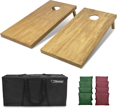 Miniatura 14 de GoSports 4 ft x 2 ft Regulation Size Wooden Cornhole Boards Set with Light Brown Finish - Includes Carrying Case and Bean Bags Negro- gris