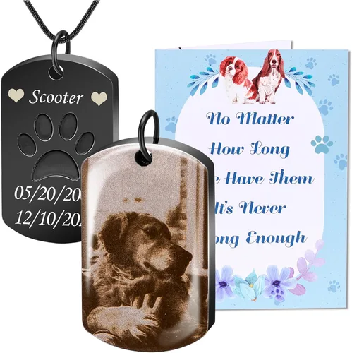 Fanery Sue Collar personalizado para cenizas de mascotas para perros y gatos, foto y texto personalizados, regalo de condolencia, regalo de cremación