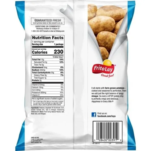 Lay's Papas fritas, sal y vinagre, bolsas grandes de 1.5 onzas (paquete de 64)
