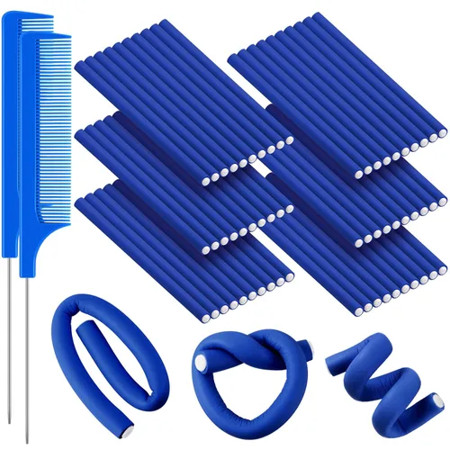WILLBOND - 60 piezas de varillas rizadoras de cabello flexibles sin calor, rodillos rizadores Twist Flexi para cabello largo y corto, mujeres (0.3 x