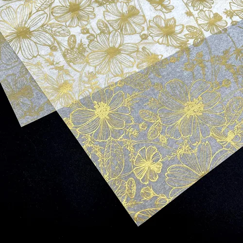 Miniatura 3 de TTLLQQ 40 hojas, 20 x 26 pulgadas, papel de seda impreso con estilo floral dorado para cajas de regalo, envoltura de regalo, manualidades, bodas