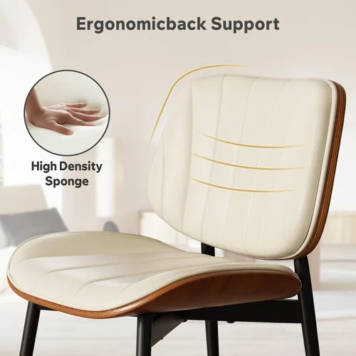 Miniatura 5 de Silla de comedor, sillas de comedor modernas de mediados de siglo, sillas de cocina tapizadas de piel sintética con respaldo de madera curvada
