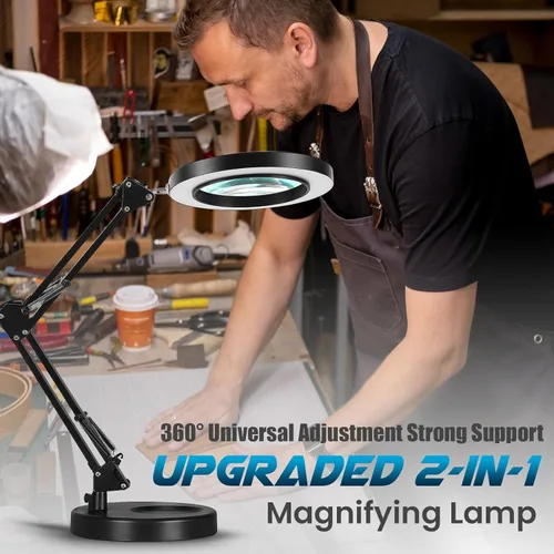 Miniatura 7 de 10 lupas con luz y soporte y abrazadera, lámpara de aumento LED, lupa de manos libres grande con luz manos libres, espejo para manualidades