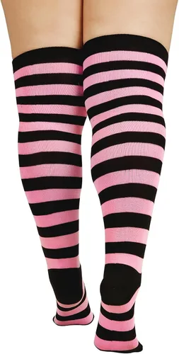 Miniatura 4 de Calcetines de arco iris para mujer, a rayas, hasta la rodilla, medias altas hasta el muslo, calcetines casuales de tubo para disfraz, calentadores