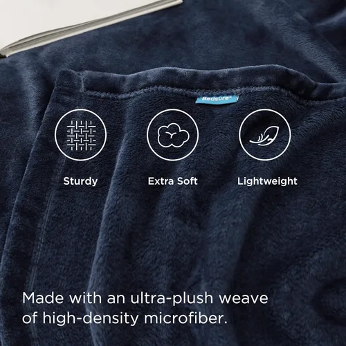 Miniatura 4 de Bedsure GentleSoft - Mantas de forro polar azul marino tamaño Queen - Manta de cama azul suave ligera afelpada difusa acogedora microfibra de lujo