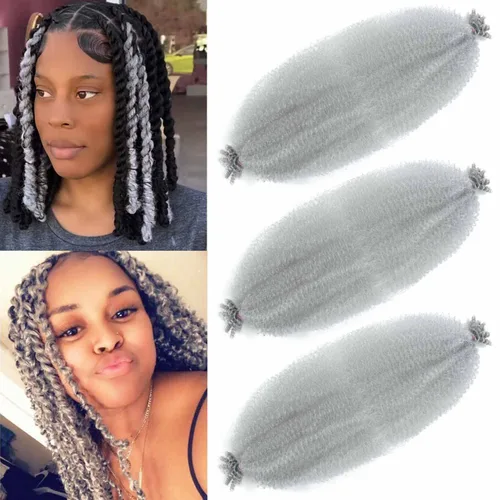 Miniatura 34 de Cabello afro trenzado elástico color marrón claro de 16 pulgadas, paquete de 3 T27, cabello afro preesponjado y trenzado elástico, cabello afro