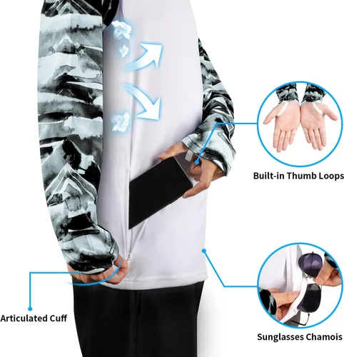 Miniatura 46 de Palmyth - Camiseta de pesca para hombre, con manga larga, protección solar ultravioleta FPU 50+, con bolsillo