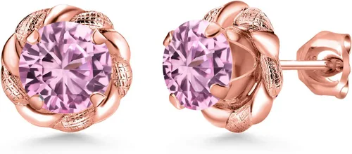 Miniatura 390 de Gem Stone King Aretes de plata de ley 925 de 0.236 in con piedra natal redonda para mujer