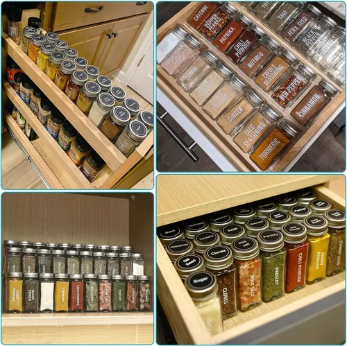Miniatura 4 de Antimbee 28 tarros de especias de vidrio transparente, tarro de especias de vidrio de 3.5 onzas con 324 etiquetas, embudo, bolígrafo de tiza, tapas