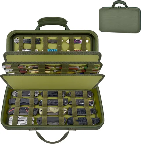 Miniatura 10 de Estuche de exhibición de cuchillos para más de 64 cuchillos de bolsillo, fundas plegables para cuchillos para colecciones, soporte de bolsa