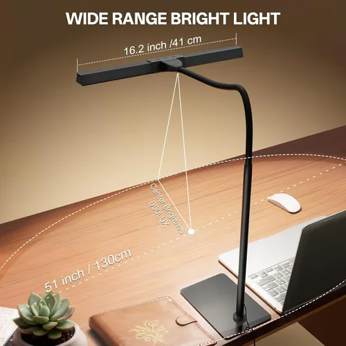 Miniatura 2 de Kary Lámpara de escritorio LED con base, luz de arquitecto para el cuidado de los ojos para la oficina en casa, lámpara de tareas de 12 W con cuello