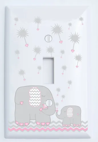 Miniatura 11 de Cubiertas de interruptor de luz de elefante de diente de león azul y gris de palanca individual/decoración de guardería