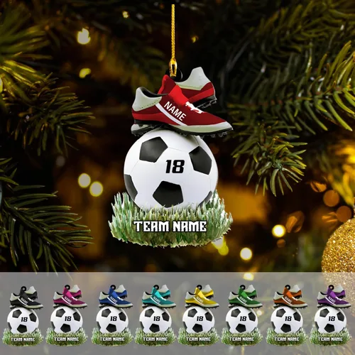 Adorno plano de Navidad personalizado 2024, adorno de fútbol para niños, decoración de árbol de Navidad, regalos para jugadores de fútbol