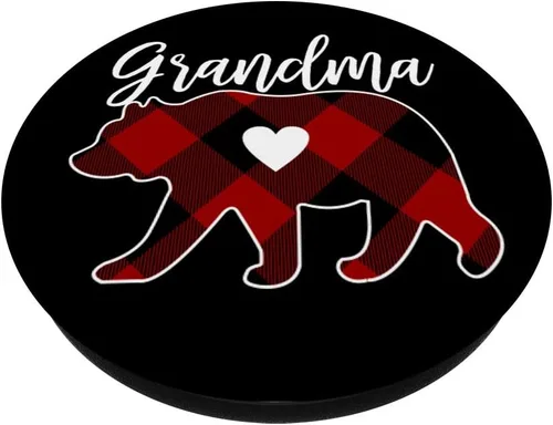 Miniatura 3 de Grandma Bear - PopSockets de Navidad con diseño a cuadros intercambiables