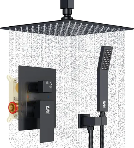 Miniatura 23 de SR SUN RISE Sistema de Ducha de Níquel Cepillado de 16 Pulgadas para Baño de Lujo con Mezclador de Lluvia, Juego Combinado de Ducha con Cabezal