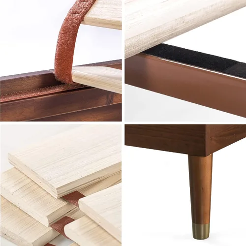 Miniatura 4 de Zinus Deluxe cama de madera estilo de medio siglo con cabecero, sin necesidad de colchon de resortes, Pino, Marrón