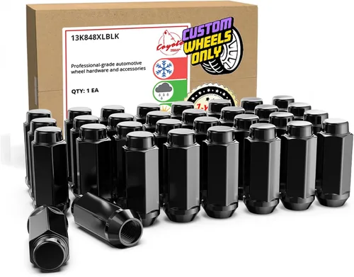 Miniatura 15 de Wheel Accessories Parts 24 piezas M14x1.5 14x1.5 rosca Bulge Bellota 1.90" tuercas largas negras 3/4" 0.748 in hexagonales para Chevy Silverado GMC