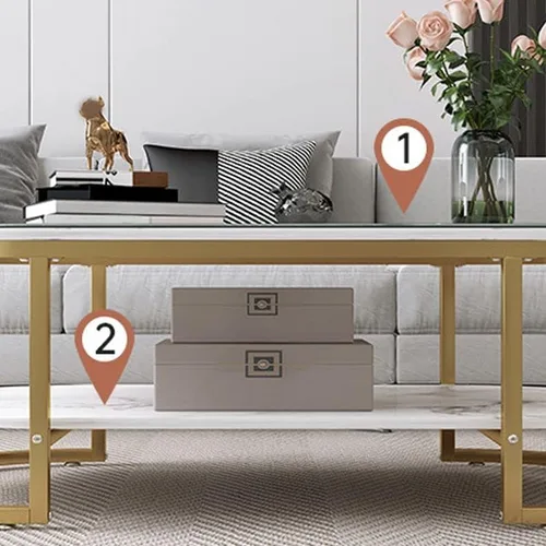Miniatura 6 de Mesa auxiliar, moderna y ovalada, mesa de centro minimalista de madera para sala de estar, almacenamiento gris oscuro incluido, 39.5 pulgadas