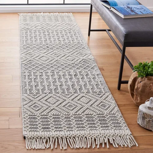 Miniatura 8 de SAFAVIEH Natura Collection - Alfombra decorativa de 2 x 3 pies, color marfil, con flecos de lana marroquí bohemia, hecha a mano, ideal para zonas