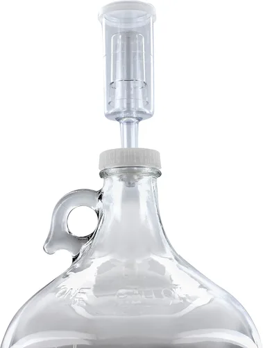 Miniatura 2 de FastRack Fermentador de vino de vidrio con esclusa, incluye tapón de goma y cierre de aire, con capacidad de 1 galón, transparente (B00BEYREIW), 1