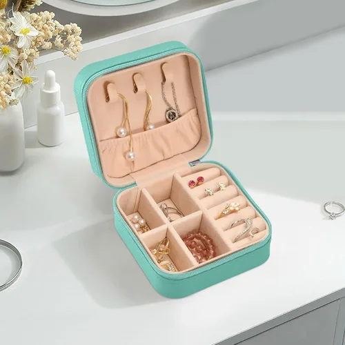 Miniatura 6 de Joyero de viaje pequeño pequeño organizador de joyas para anillos, aretes, collares, niñas, mujeres, hombres, mujeres afroamericanas