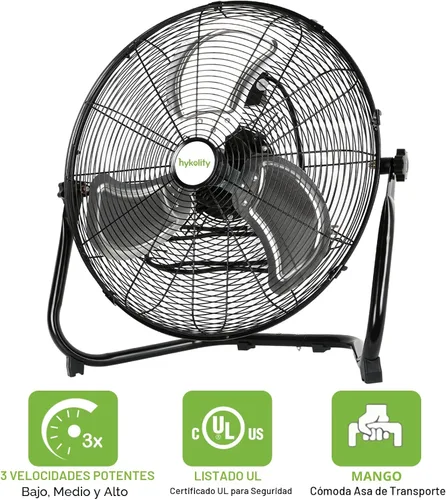 Miniatura 5 de hykolity Ventilador de piso de alta velocidad de 20 pulgadas, ventilador industrial resistente de 3 velocidades con sistema de montaje en pared