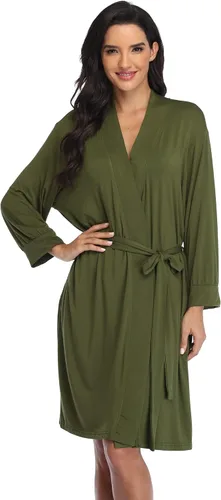 Bata tipo kimono para mujer, bata de baño de punto corto, suave, ligera, ropa de dormir para mujer
