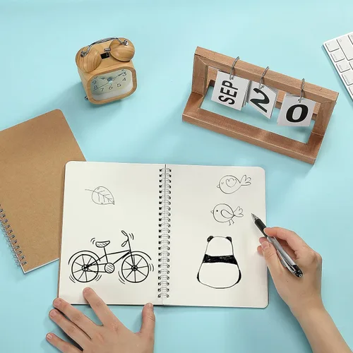 Miniatura 6 de Mr. Pen - Cuaderno de espiral, A5, tapa kraft, paquete de 2, 80 páginas, cuaderno de bocetos, cuaderno de dibujo, espiral de cuaderno, cuaderno
