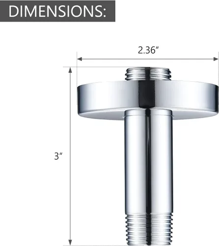 Miniatura 4 de Brazo de ducha de extensión montado en celda (se vende con brida de brazo de ducha) Reemplazo para D U4996 de 3 pulgadas, cromado