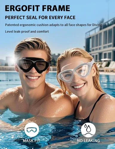 Miniatura 5 de Siliwo - Gafas de natación panorámicas de 180° para adultos, ultra cómodas, de silicona líquida, antivaho/UV, piscina y al aire libre, mujeres