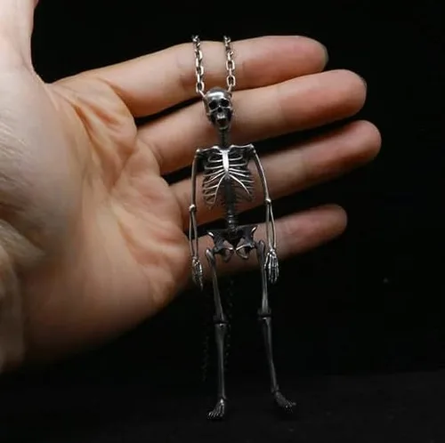 Miniatura 2 de Colgante de esqueleto de cuerpo completo, collar con colgante vintage de calavera única, colgante de calavera gótica, regalo de joyería para él