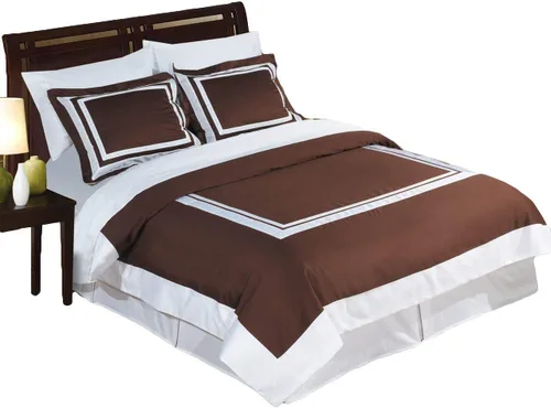 Miniatura 4 de Royal Hotel Bedding Blue and Chocolate - Juego de funda de edredón de 2 piezas, tamaño individual/individual XL, 100% algodón, 300 hilos