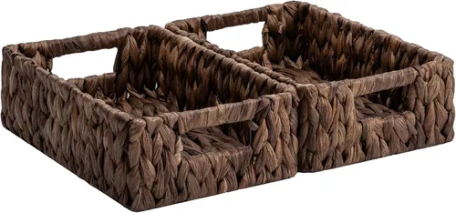 Miniatura 23 de StorageWorks Cesta de mimbre con asa, cestas de almacenamiento de mimbre para organizar, cestas de almacenamiento decorativas para estantes, cuerda