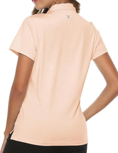Miniatura 3 de TBMPOY Camiseta polo de golf para mujer, ligera, absorbe la humedad, manga corta, secado rápido, 4 botones