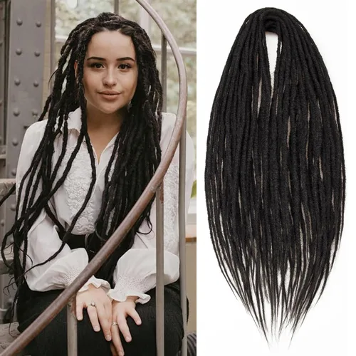 Miniatura 22 de 20 hebras de 24 pulgadas, extensiones de rastas color burdeos, rastas de cabello de ganchillo para mujer, hechas a mano, suaves, trenzas de cabello