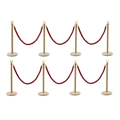 Miniatura 10 de Puntal de control de multitudes, juego de 6 piezas, juego de puntal con cuerda de terciopelo rojo de 5 pies/4.9 ft, barrera de control de multitudes