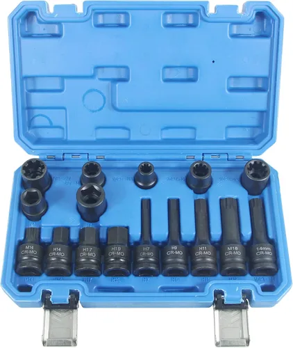 Juego de 16 piezas de pinza de freno de impacto especial de 1/2 pulgada de llave de vaso cuadrada Kit de herramientas de freno compatible con