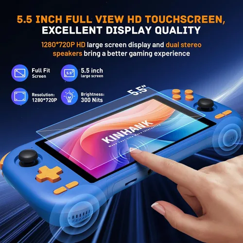 Miniatura 5 de Kinhank K56 Consola de Juegos Portátil Retro con más de 16000 Juegos Integrados, Consola de Juegos Portátil Android 14.0, Pantalla Táctil de 5.5