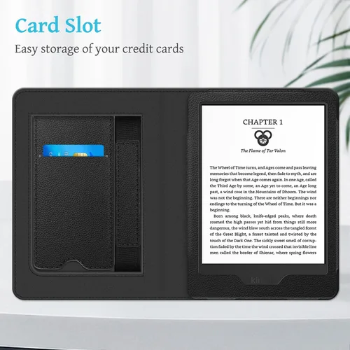 Miniatura 5 de Fintie Funda con soporte para Kindle de 6 pulgadas (11ª generación-2024/2022) - Funda de piel sintética con ranura para tarjeta de encendido y Negro