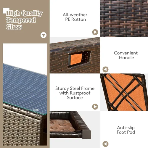 Miniatura 9 de Tangkula Patiojoy - Juego de muebles de patio de 8 piezas, sofá seccional de ratán PE para 6 personas con funda impermeable, para jardín, cubierta