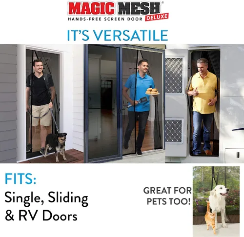 Miniatura 3 de Magic Mesh Deluxe, Negro Puerta mosquitera magnética, resistente, cierre magnético, red para puerta, pantalla para patio, pantalla para puerta