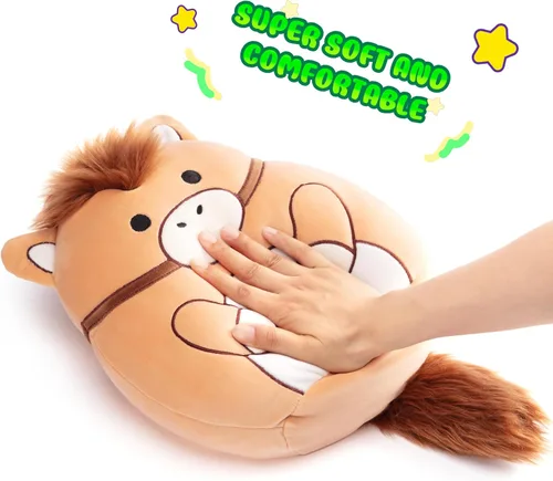 Miniatura 6 de Almohada de peluche original de caballo de 12 pulgadas, tamaño grande, suave, lindo, gordo, abrazable, adorable peluche, regalo para niños