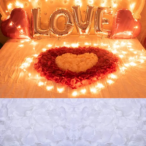 Miniatura 16 de 1000 pétalos de rosa falsos para noche romántica, creación de ambiente festivo romántico, para propuesta de matrimonio, boda, día de San Valentín