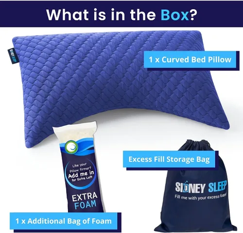 Miniatura 8 de Sidney Sleep Almohadas curvas ajustables para soporte de cuello y hombros con relleno extra triturado, almohada de contorno cervical para personas