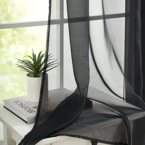 Miniatura 7 de poefun Cortinas transparentes negras para ventanas, toldo drapeado, cortina de cama, bufanda, camino de mesa de boda, sala de estar, dormitorio
